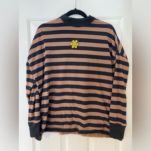 Lazy Oaf Brown and Black Striped Long Sleeve Shirt